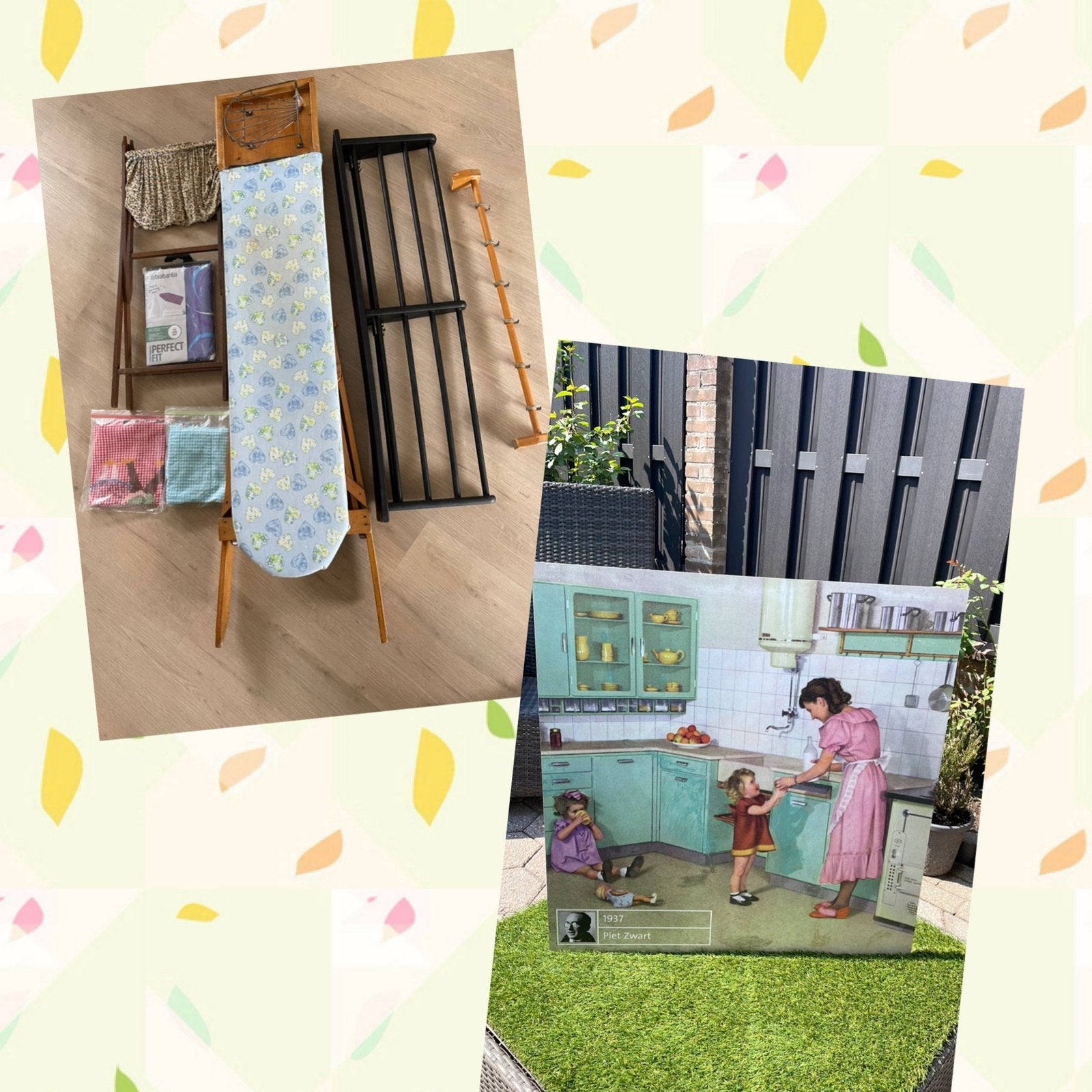Houten Strijkplank, wasmand, huish.artikelen 20e eeuw, Ophalen
