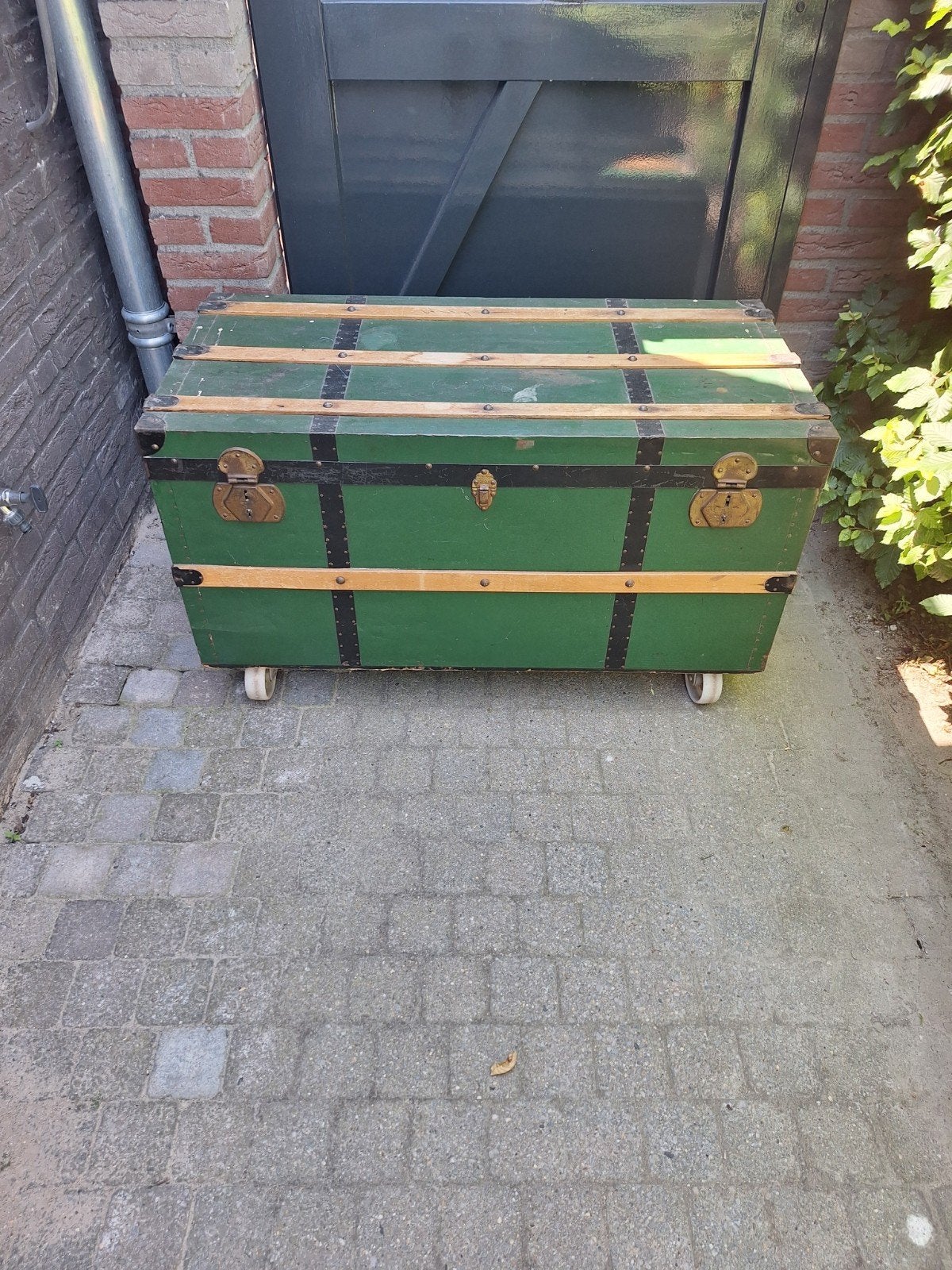 Groene opbergkist / piratenkist - 50x48x100 cm, Huis en Inrichting, Ophalen, 50 – 75, Minder dan 50 cm, Gebruikt