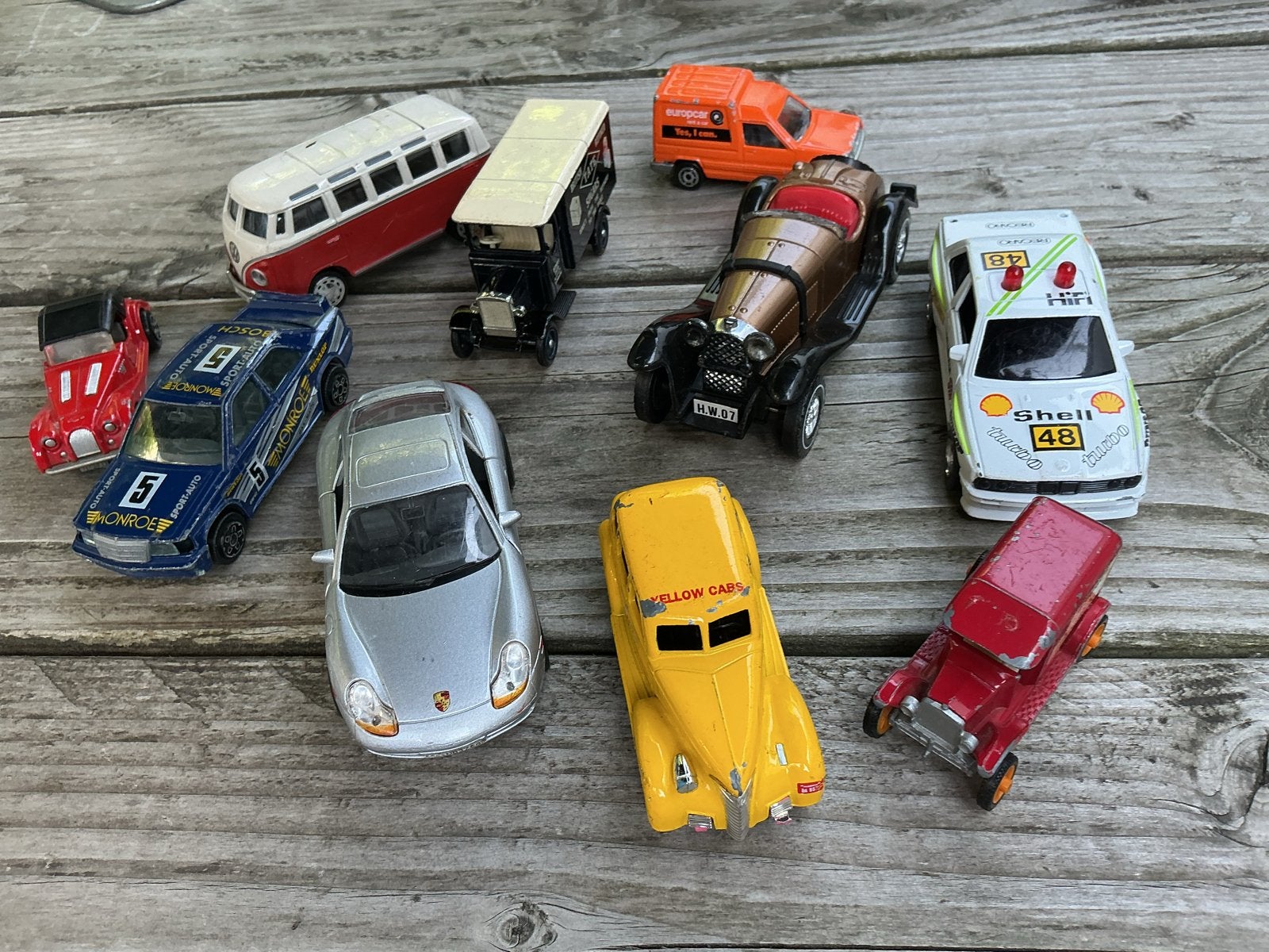 10 miniatuur auto's: Majorette, Burago, Free Wheel, Days Gon, Ophalen of Verzenden, Gebruikt