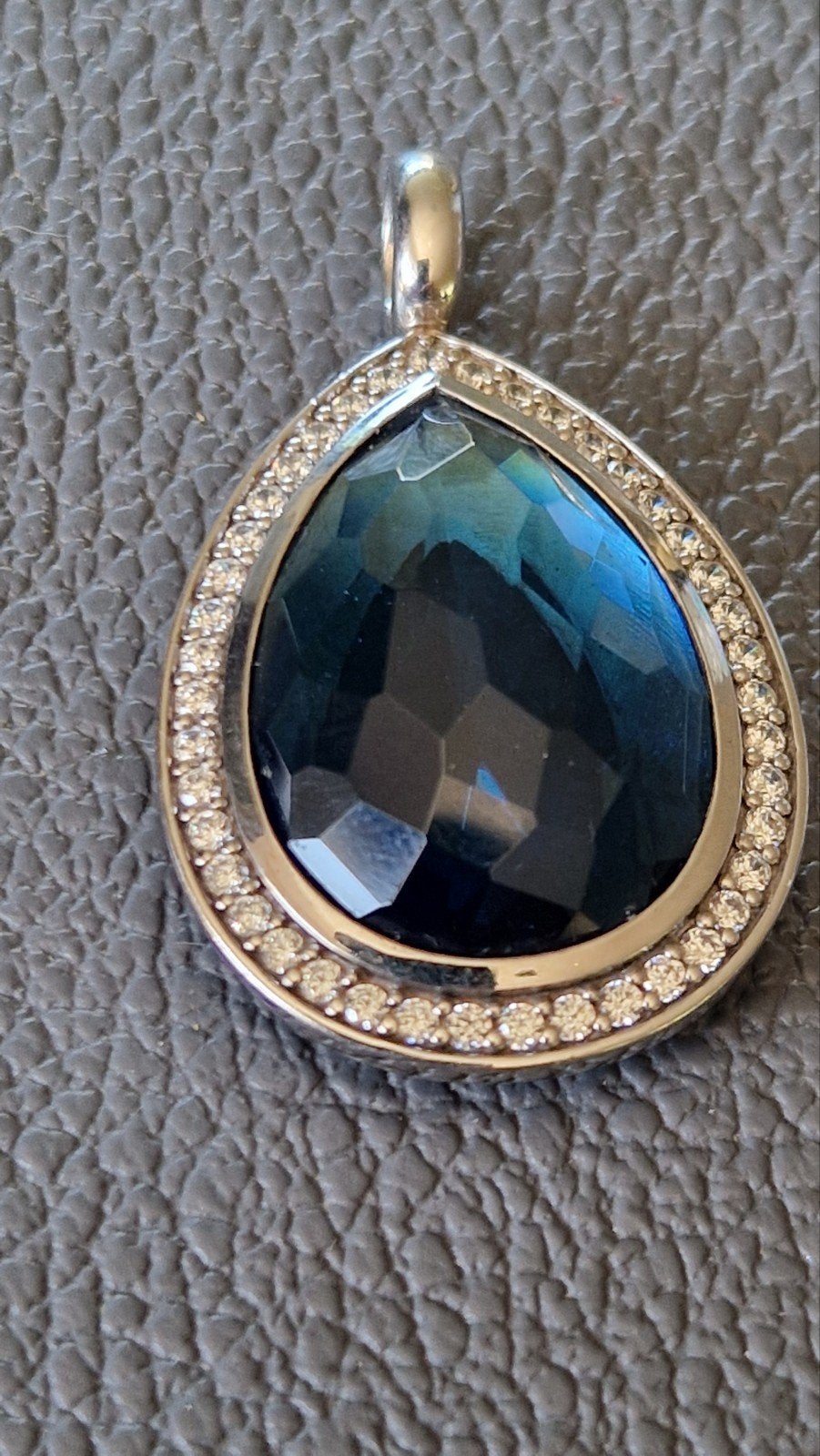 Ti Sento kettinghanger druppel donkerblauw., Blauw, Ophalen of Verzenden, Zo goed als nieuw, Zilver