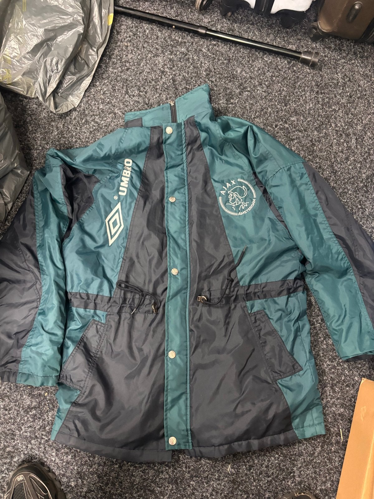 Vintage Umbro Ajax Amsterdam Jas Maat L, Ophalen of Verzenden, Gedragen, Maat 52/54 (L), Groen