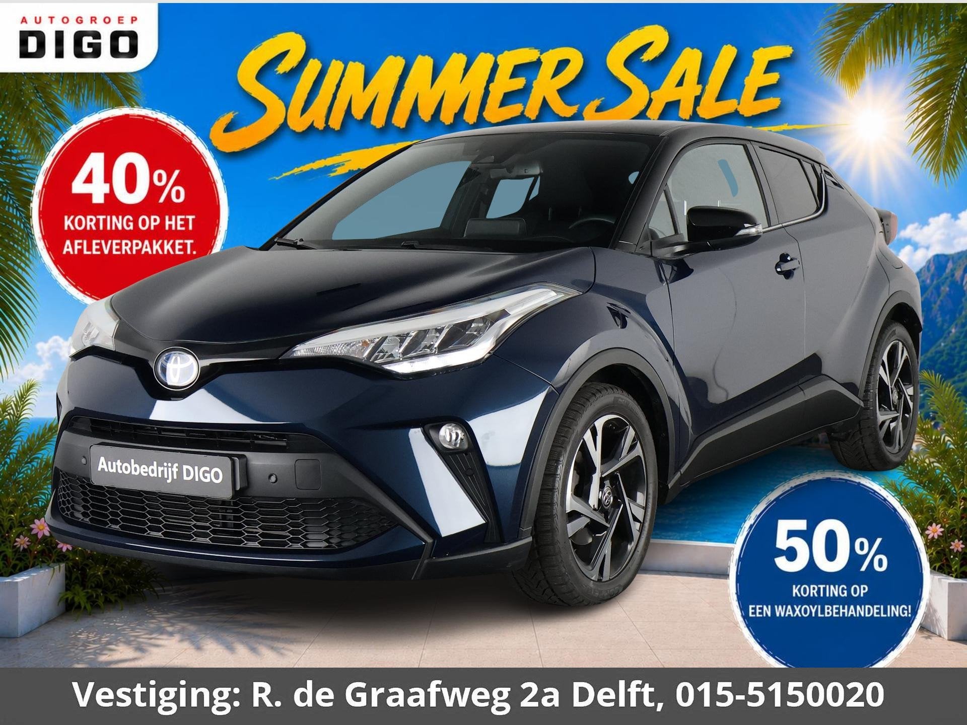 Toyota C-HR 2.0 High Power Hybrid Dynamic Bi-Tone | Navigati, Auto's, Parkeersensor, 4 cilinders, Blauw, Leder en Stof