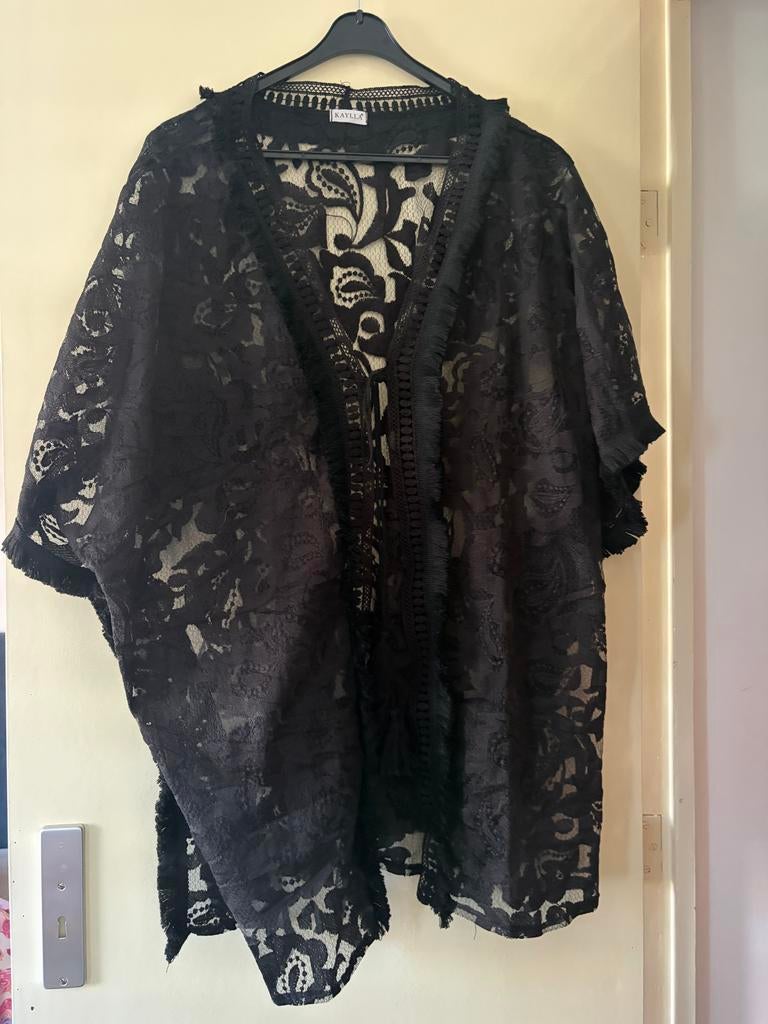 Zwart kanten vestje, Kleding | Dames, Zwart, Maat 46/48 (XL) of groter, Ophalen of Verzenden, Korte mouw