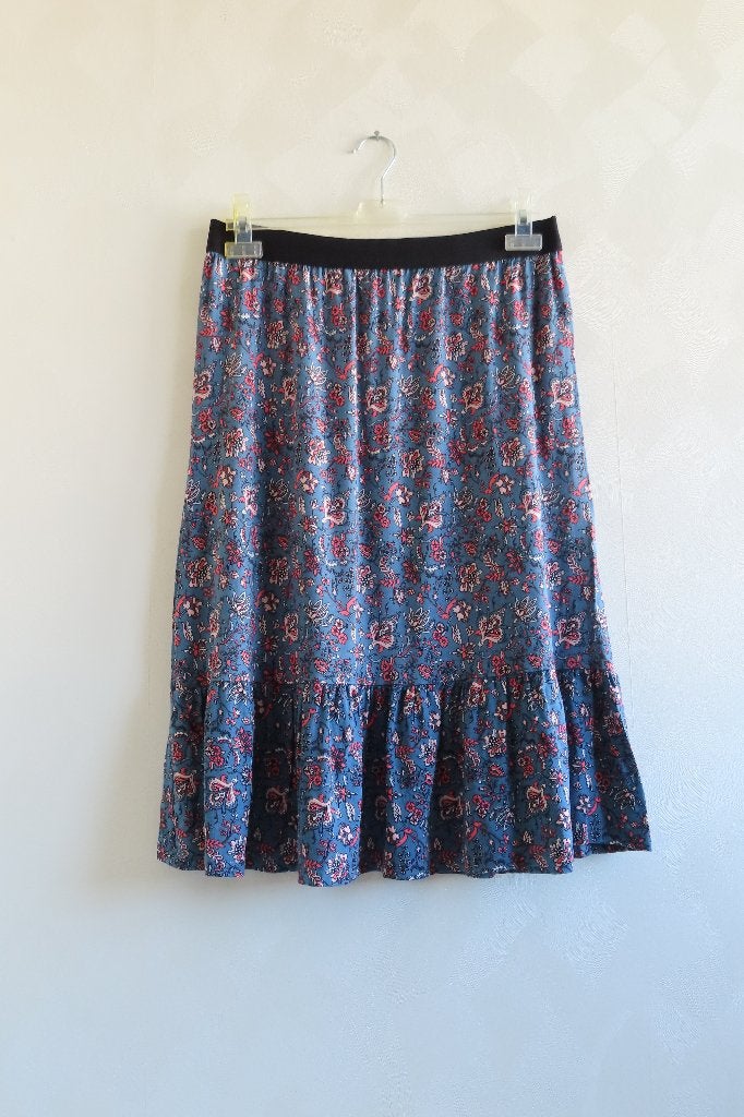 Rok Blauw Bloem mt XL (4900), Blauw, Maat 46/48 (XL) of groter, Ophalen of Verzenden, Zo goed als nieuw