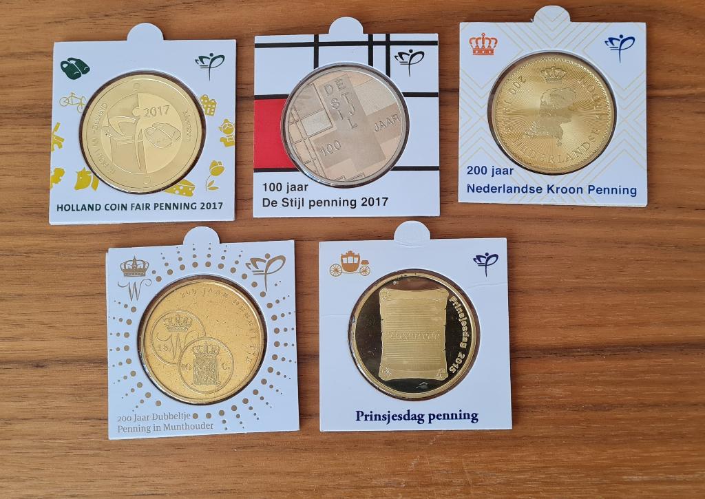 Holland Coin Fair penningen, 5 stuks, Postzegels en Munten, Penningen en Medailles, Ophalen of Verzenden, Overige materialen