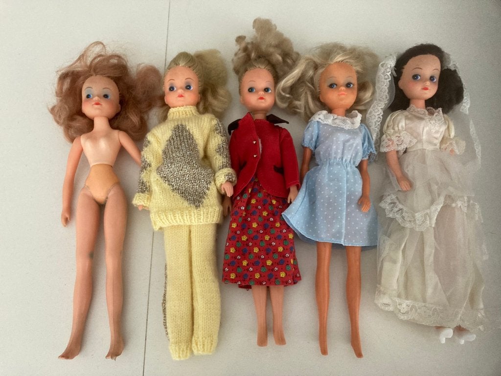 Vintage poppen set fleur jaren 70-80 4 stuks als getoond!, Ophalen of Verzenden, Zo goed als nieuw, Barbie