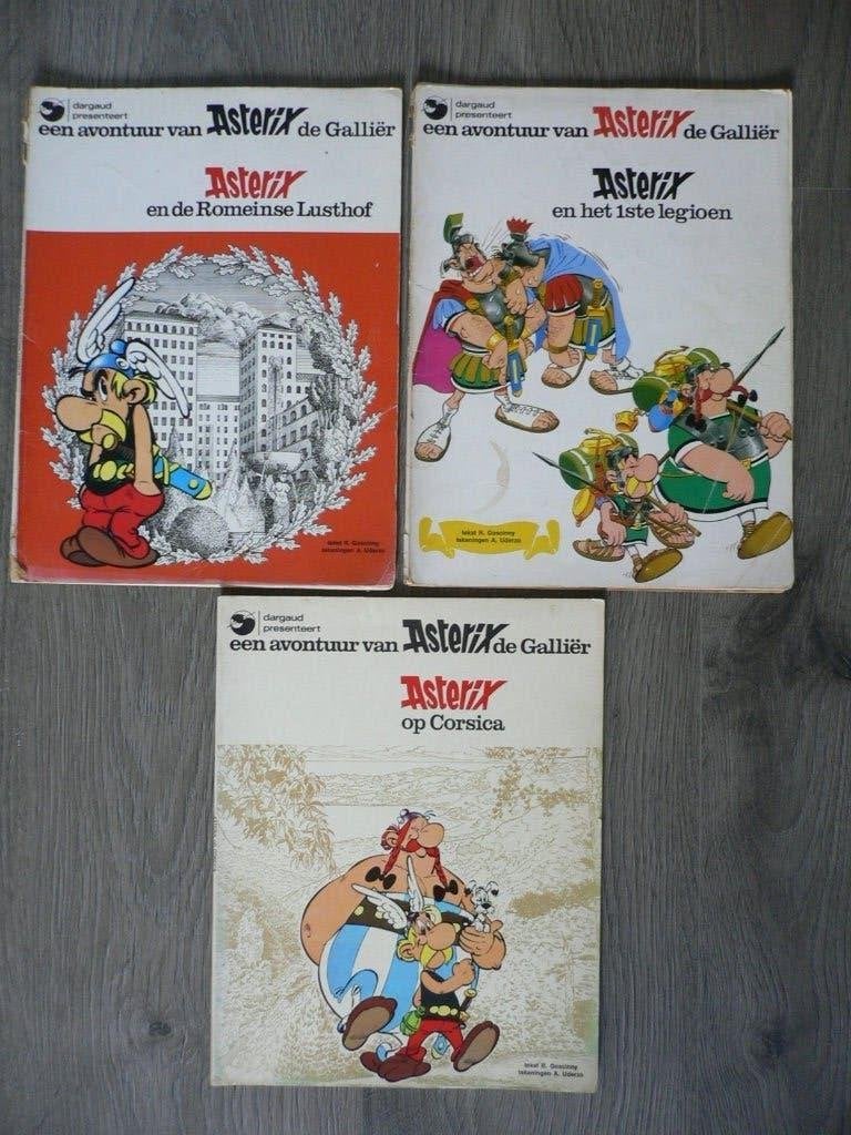 De avonturen van Asterix de Galliër, 3 stuks 1973 en 1975, Boeken, Meerdere stripboeken, Ophalen of Verzenden, Gelezen, René Goscinny, Albert Uderzo