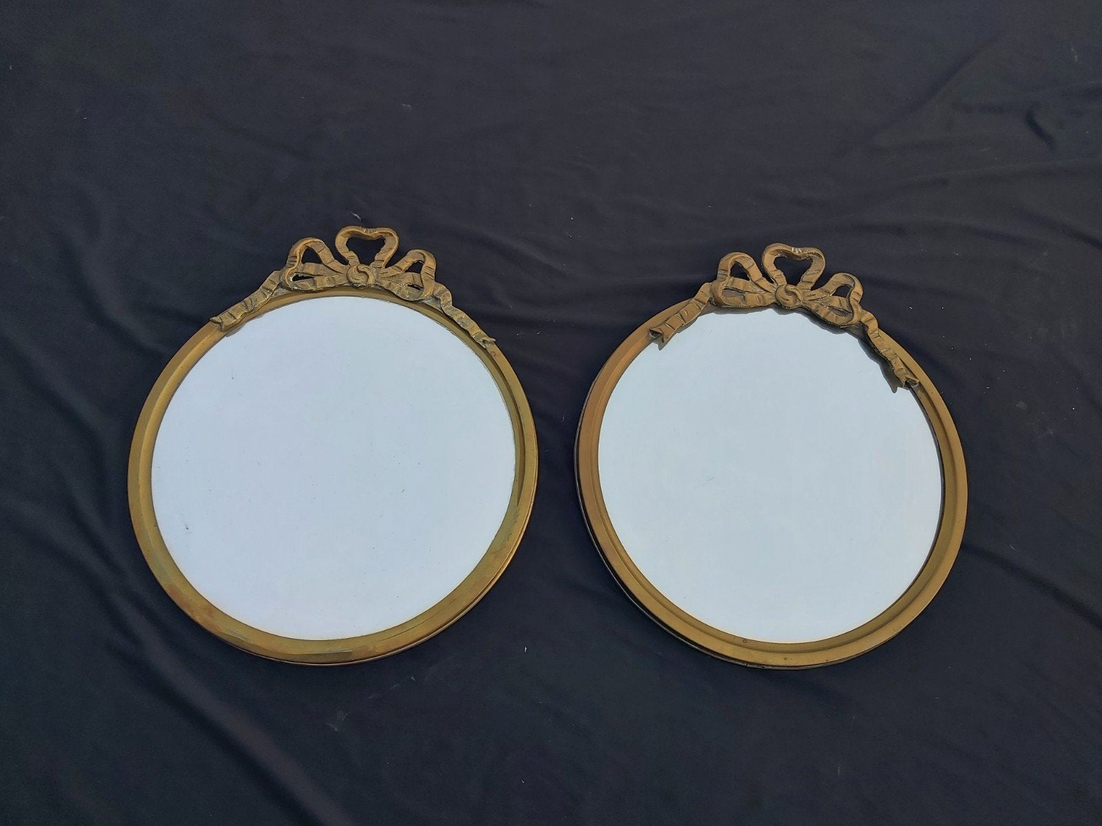 Twee gave  bronzen spiegels in zeer goede staat, Ophalen, Rechthoekig, Minder dan 50 cm