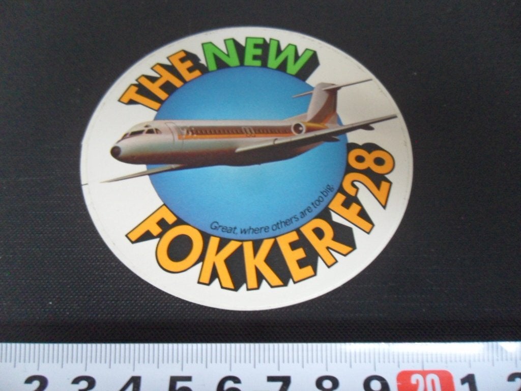 sticker the new FOKKER F28 great where others are too big, Ophalen of Verzenden, Zo goed als nieuw
