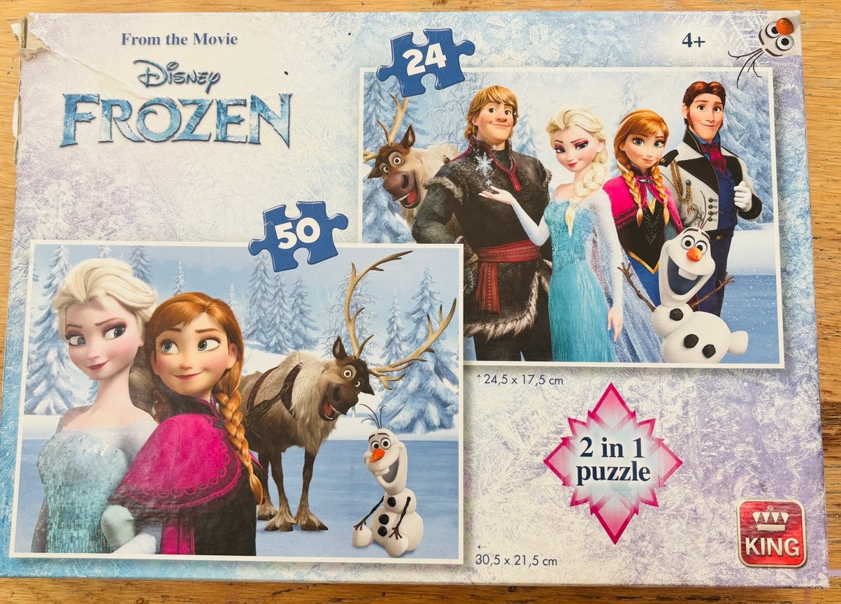 Disney Frozen puzzels - 2 in 1 set (24 en 50 stukjes), Ophalen, 10 tot 50 stukjes, Gebruikt, 4 tot 6 jaar