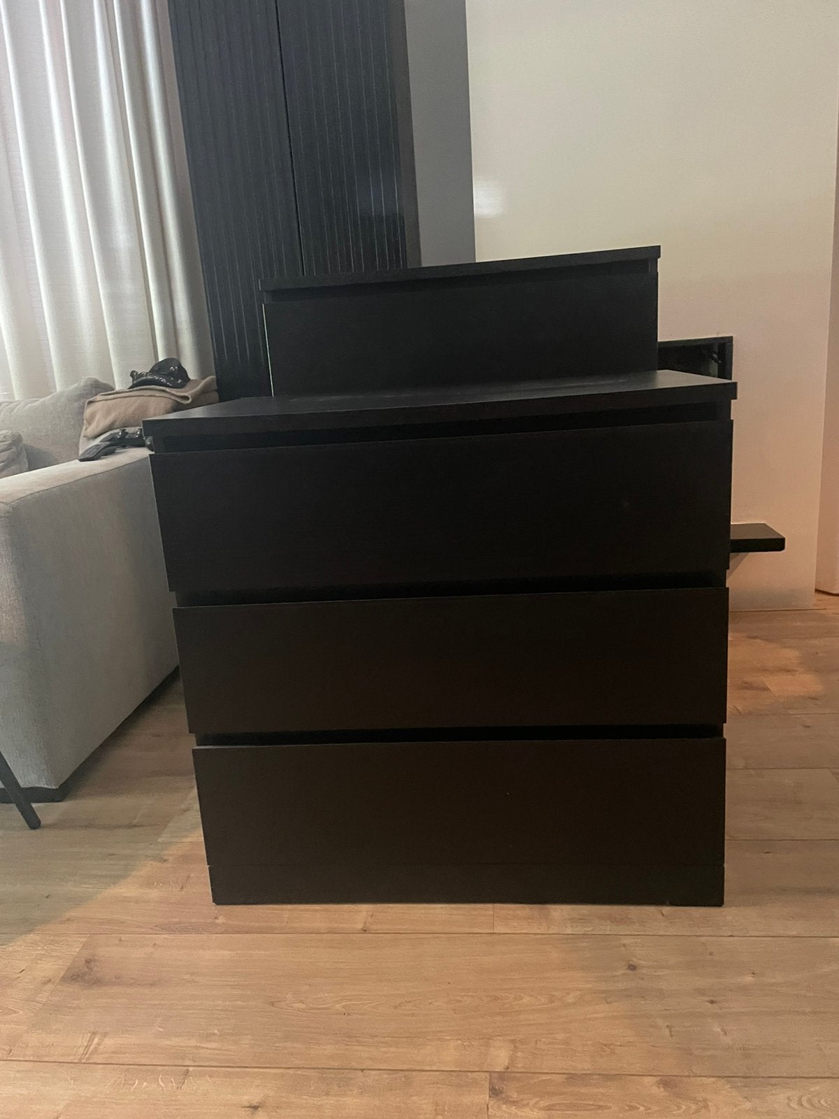 IKEA MALM kast 3 lades 3-laden zwartbruin zwart bruin, Huis en Inrichting, Kasten | Ladekasten, Ophalen, 50 tot 100 cm, Zo goed als nieuw