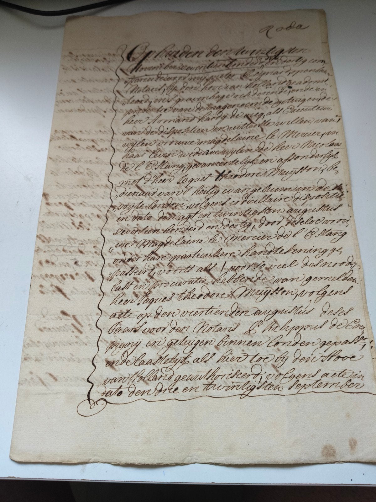 Oud document: Notariële akte uit 1733, handgeschreven, Antiek en Kunst, Verzenden, Onbekend
