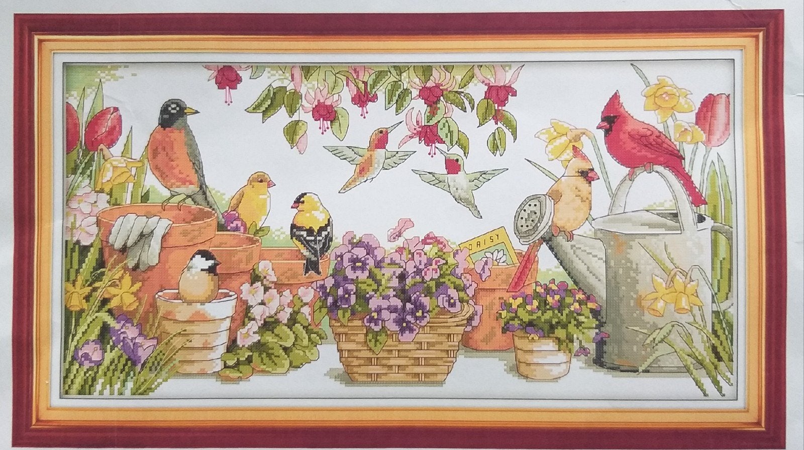 Borduurpakket Vogels in de tuin, Hobby en Vrije tijd, Verzenden, Nieuw, Handborduren, Borduurpakket
