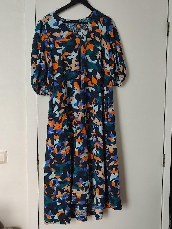 Stine Goya Mavelin jurk S | Designer | midi | pofmouwen, Meerkleurig, Ophalen of Verzenden, Zo goed als nieuw, Stine Goya