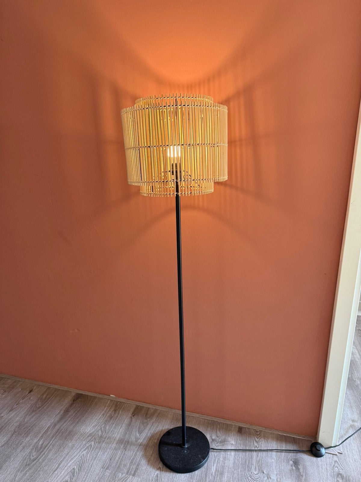 Gave sfeervolle japandi rotan lamp, Ophalen, Zo goed als nieuw, Minder dan 100 cm
