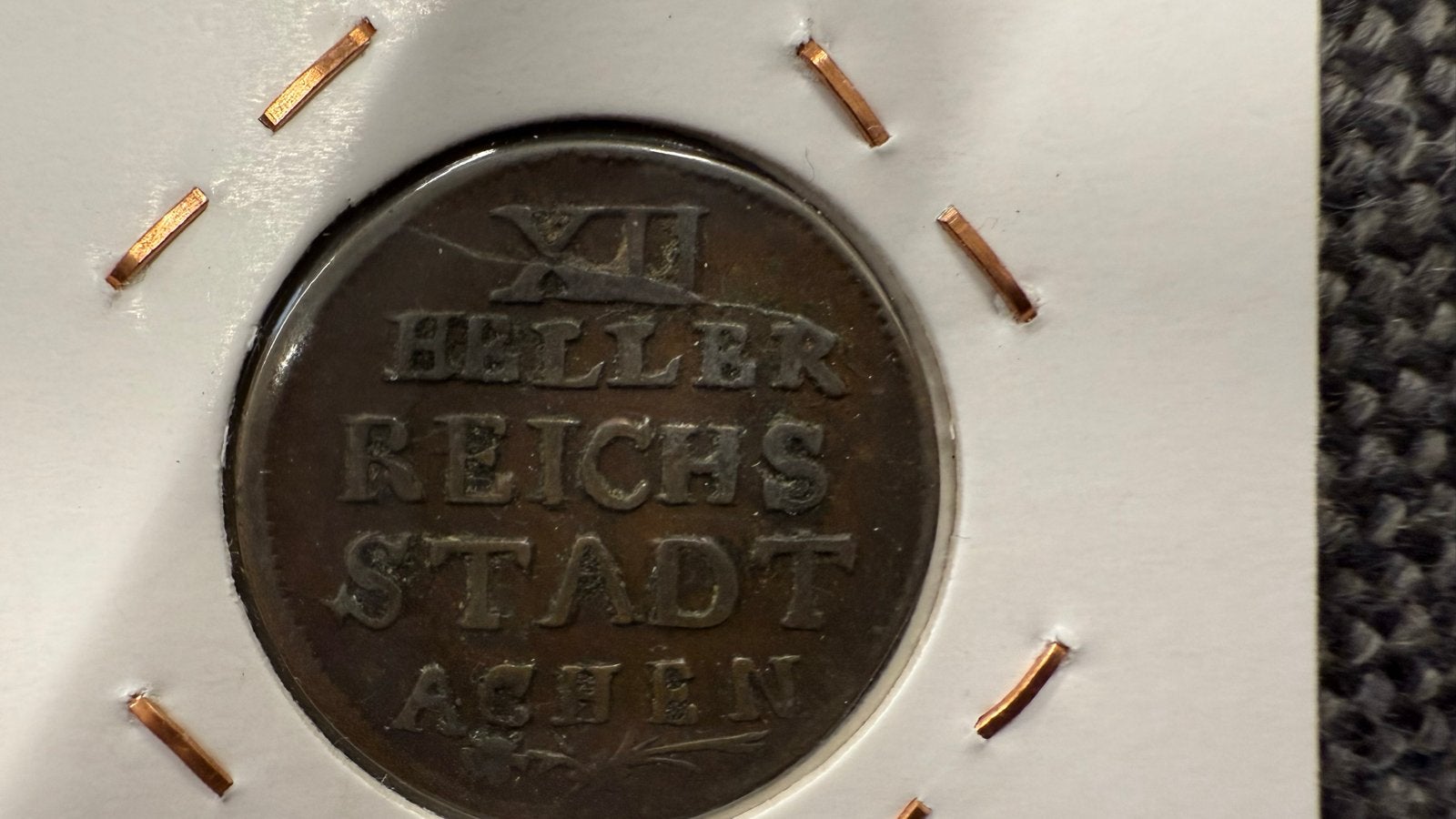 Zeldzame 12 Heller Reichsstadt Aachen munt 1792, Ophalen of Verzenden, Losse munt
