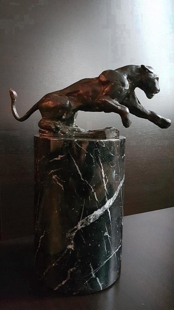 Brons beeld Panther Hunting  -  José-maria David (1944-2015), Ophalen of Verzenden, Brons