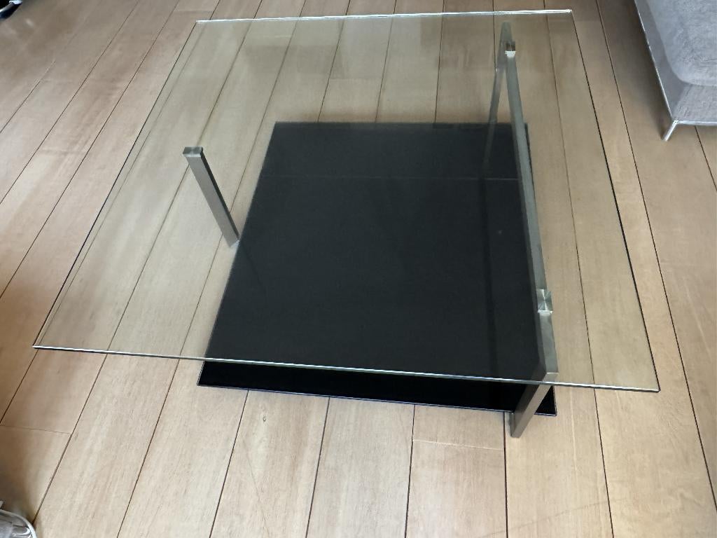 Montel Glazen salontafel, Huis en Inrichting, Tafels | Salontafels, Ophalen, Luxe, Vierkant, Zo goed als nieuw