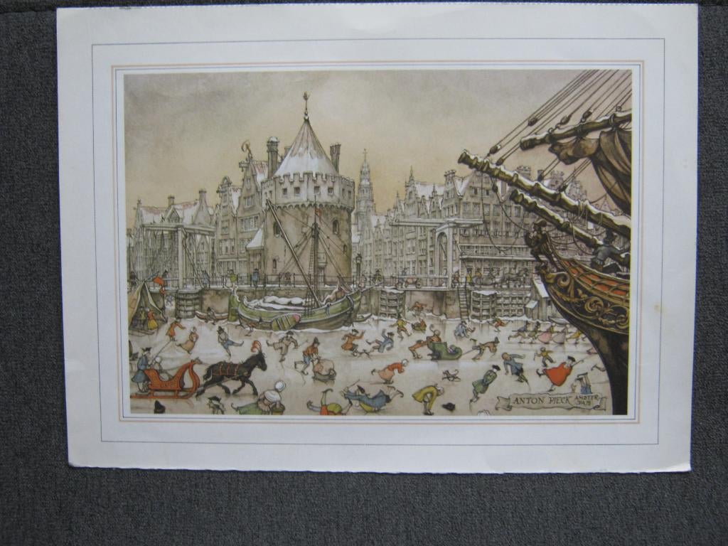 Anton Pieck. 8 x afbeeldingen van Amsterdam., Antiek en Kunst, Ophalen of Verzenden
