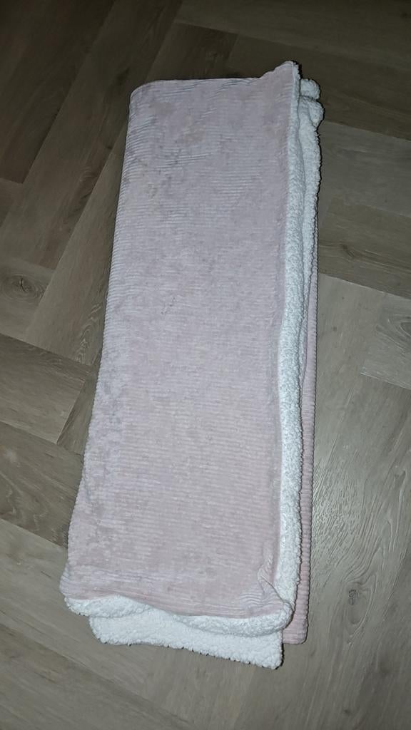 Babydeken roze met teddystof (ledikant), Ophalen of Verzenden, Roze, Meisje, Dekbedovertrek