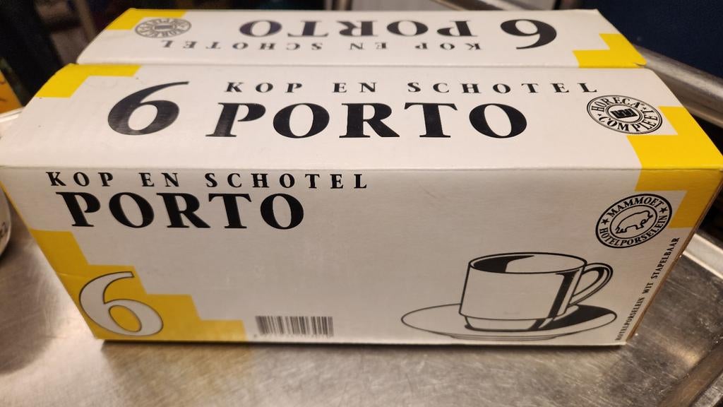 6 Porto Kop en Schotels - Nieuw in Doos, Ophalen, Nieuw, Effen, Kop(pen) en/of Schotel(s)