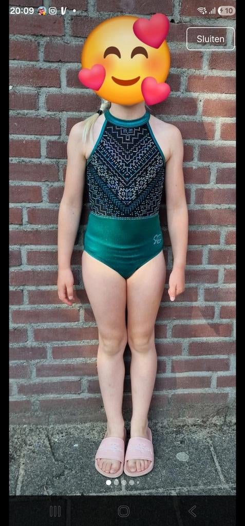 Turnpakje Sparkle&Dream CME, Sport en Fitness, Turnen, Zo goed als nieuw, Turnpak(je), Kindermaat 122 t/m 140, Groen, Ophalen