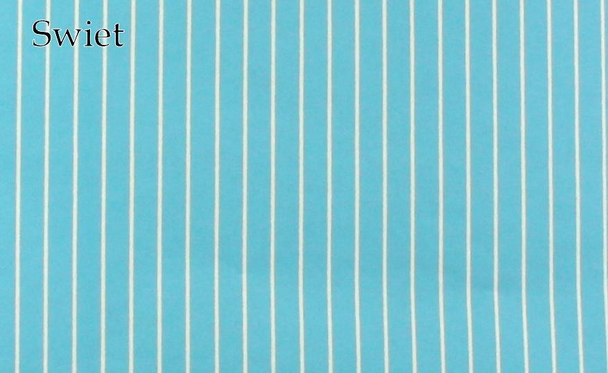 5738 Vintage streepjesbehang turquoise aqua blauw wit swiet, Ophalen of Verzenden, 75 m² of meer, Wit
