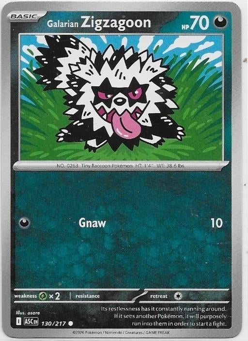 Ascended Heroes,  Galarian Zigzagoon [common] 130/217, Ophalen of Verzenden, Nieuw, Losse kaart