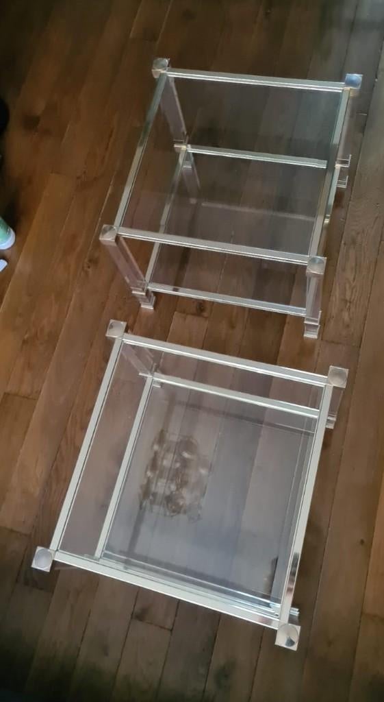 Pierre Vandel, Anthios collection, bijzettafels set, 70/80s., Huis en Inrichting, Tafels | Salontafels, Ophalen, Gebruikt, 50 tot 100 cm