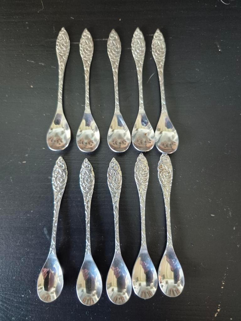 10 advocaat lepeltjes Pako metal jaren 60, Antiek en Kunst, Antiek | Bestek, Ophalen of Verzenden