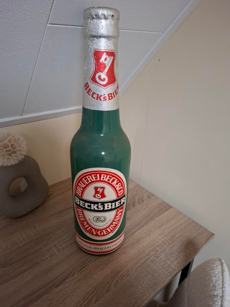 Grote Plastic Beck's Bier Fles - Reclame Object, Ophalen of Verzenden, Gebruikt, Verpakking