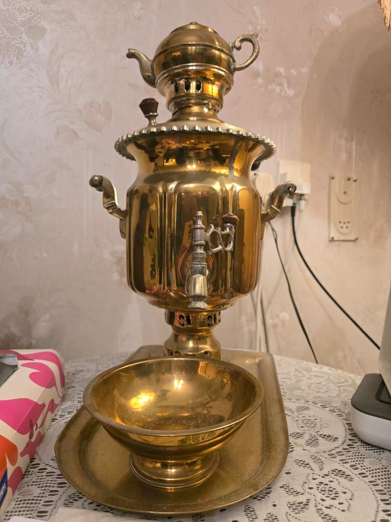 Antieke messing samovar voor thee, Antiek en Kunst, Ophalen of Verzenden, Koper