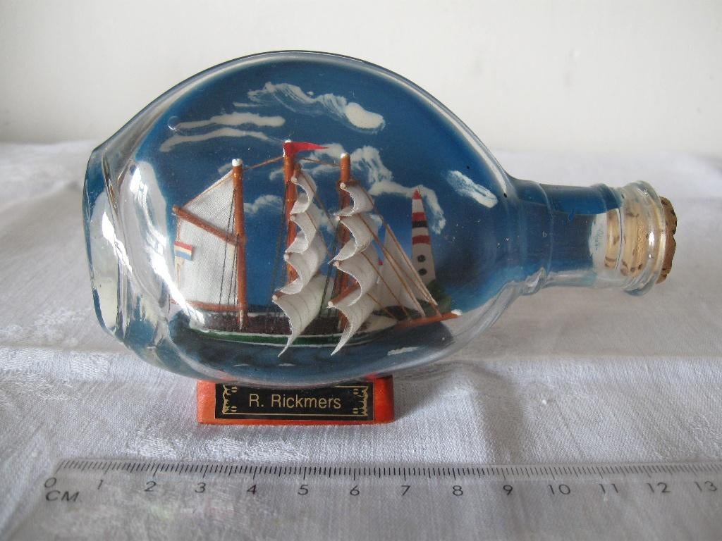 Schip scheepje in fles flessepost, Ophalen of Verzenden