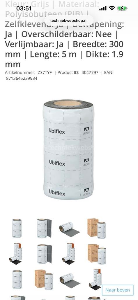 Ubiflex loodvervanger grijs 30cm x 5 meter ubbink finio, Doe-het-zelf en Verbouw, Dakpannen en Dakbedekking, Steen of Klei, Zwart