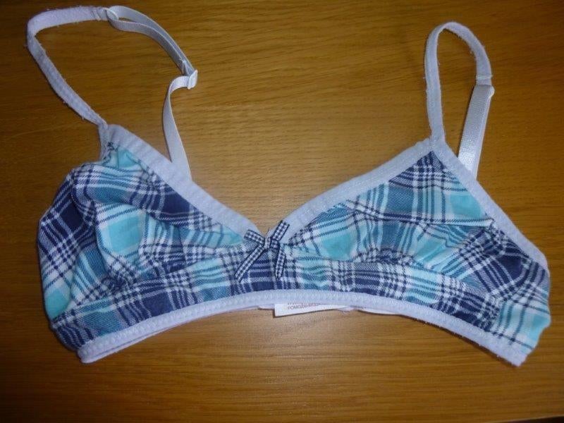Blauw wit geruit bh-tje, maat 146/152., Ophalen of Verzenden, Gebruikt, Meisje, Nacht- of Onderkleding
