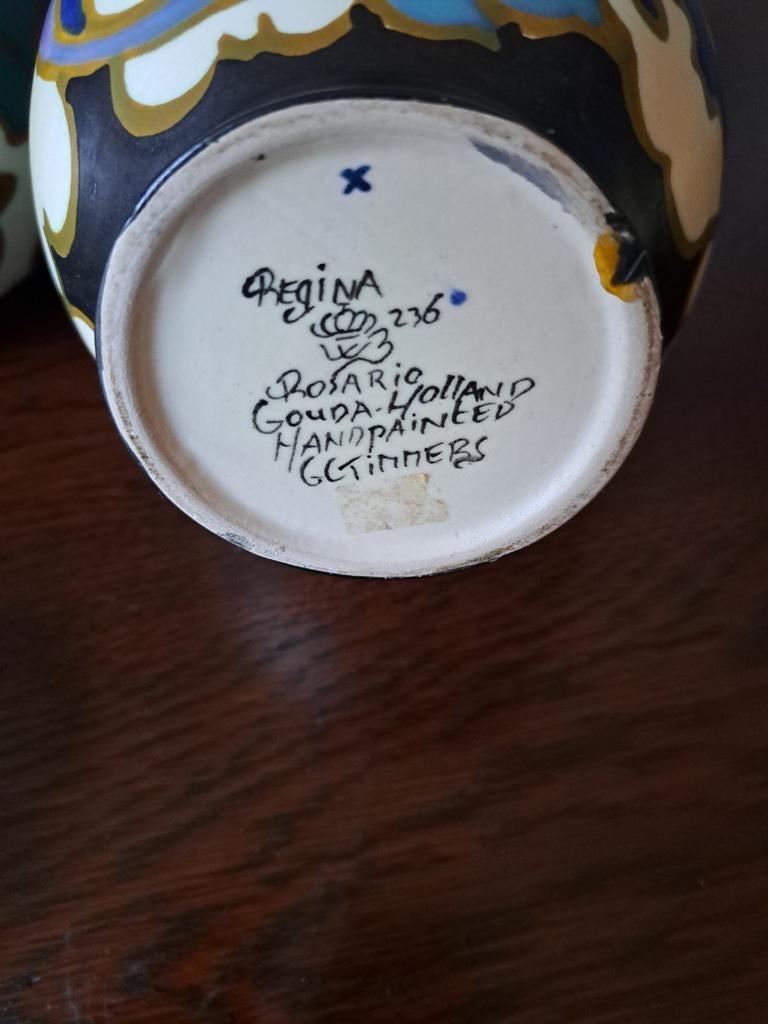 Regina Gouda Handgeschilderde Vaas, Ophalen of Verzenden