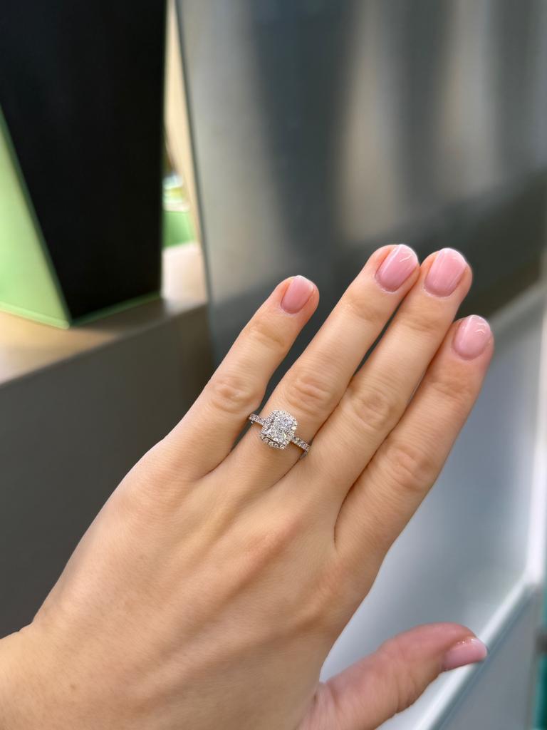 18KT Wit Goud - 1.55ct Lab Diamanten Radiant - Vrouwen Ring, Sieraden, Tassen en Uiterlijk, Ringen, Ophalen, Wit, Nieuw, 17 tot 18