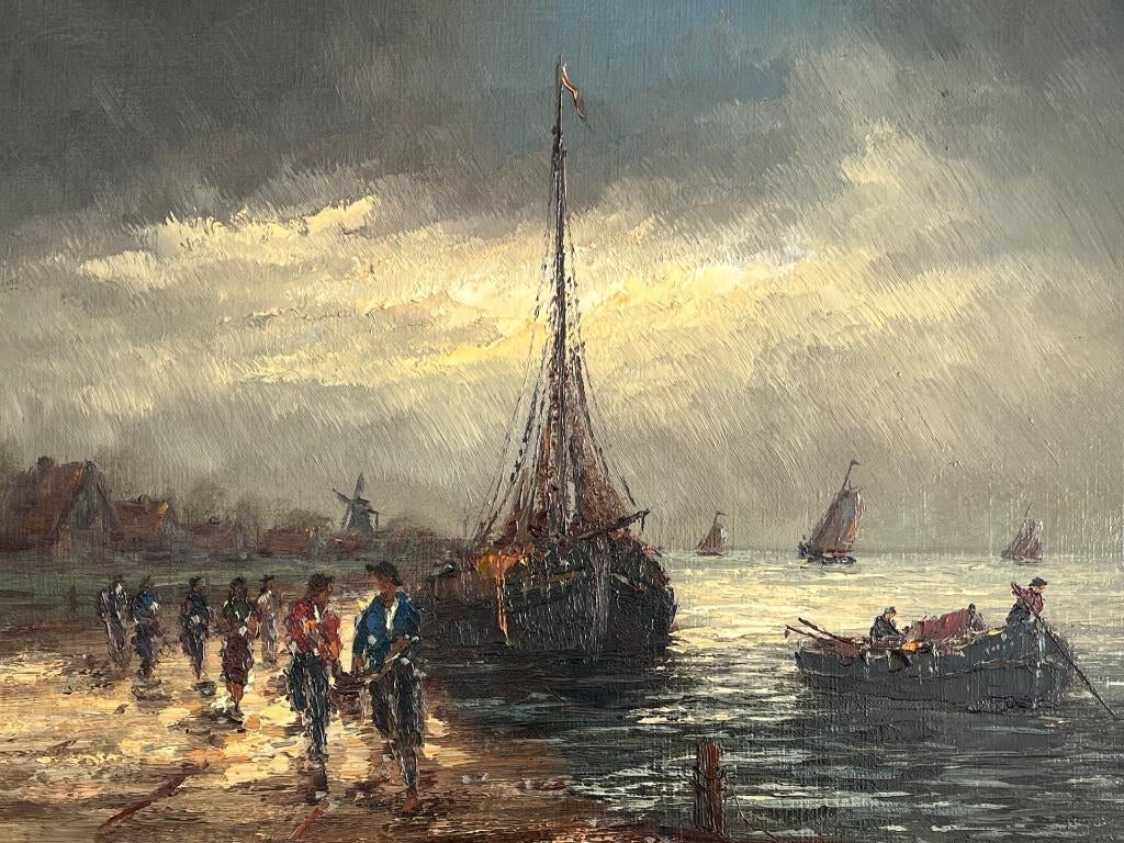 Peter Brouwer, bomschuit voor de kust, Antiek en Kunst, Kunst | Schilderijen | Klassiek, Ophalen