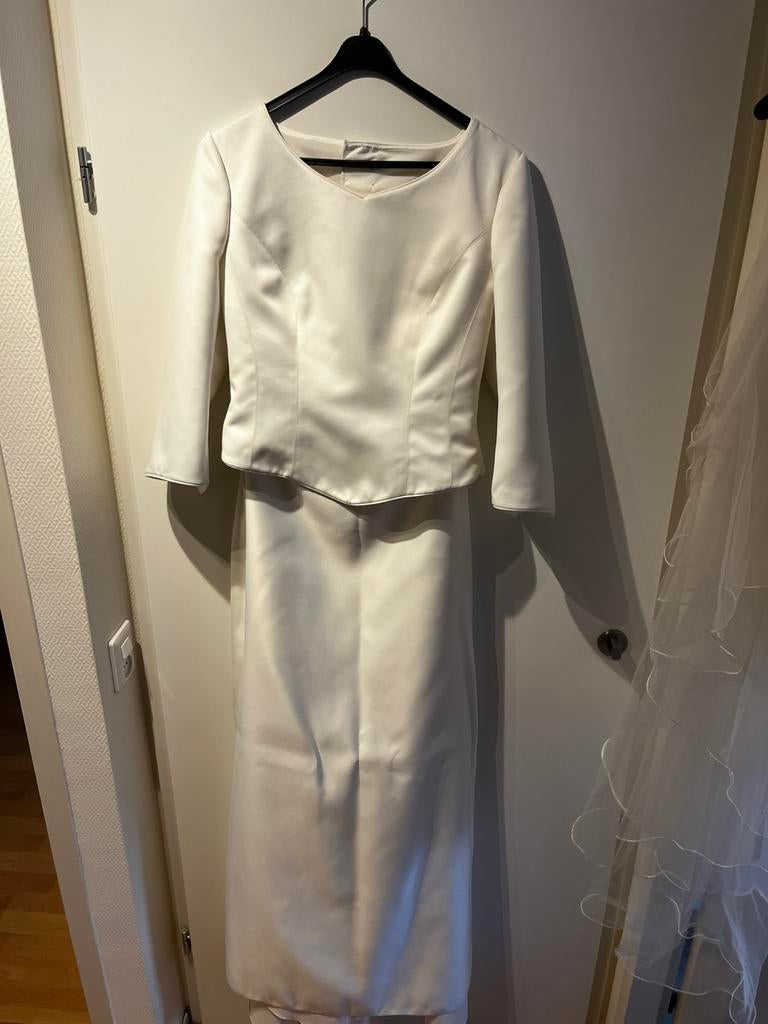 Trouwjurk, Maat 38/40 (M), Overige typen, Wit, Ophalen of Verzenden