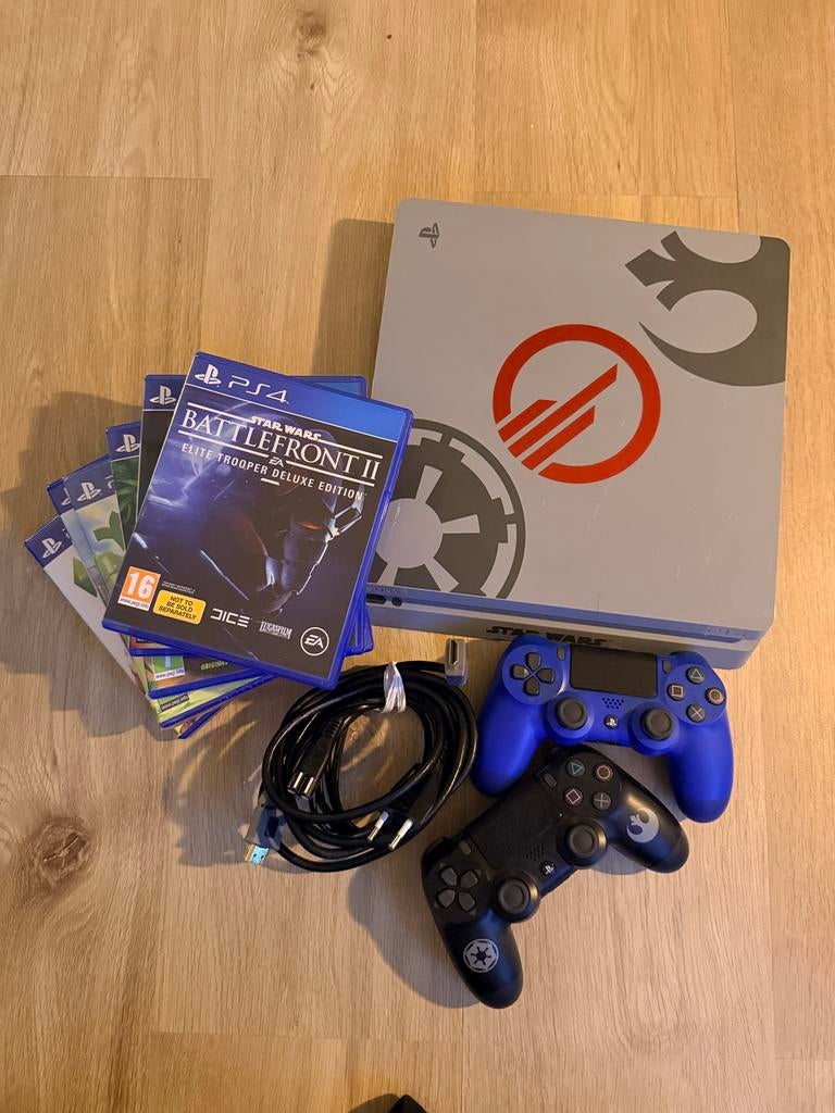 PS4 1TB Star Wars Editie + 6 Games + 2 Controllers, Met 2 controllers, Ophalen of Verzenden, 1 TB, Original