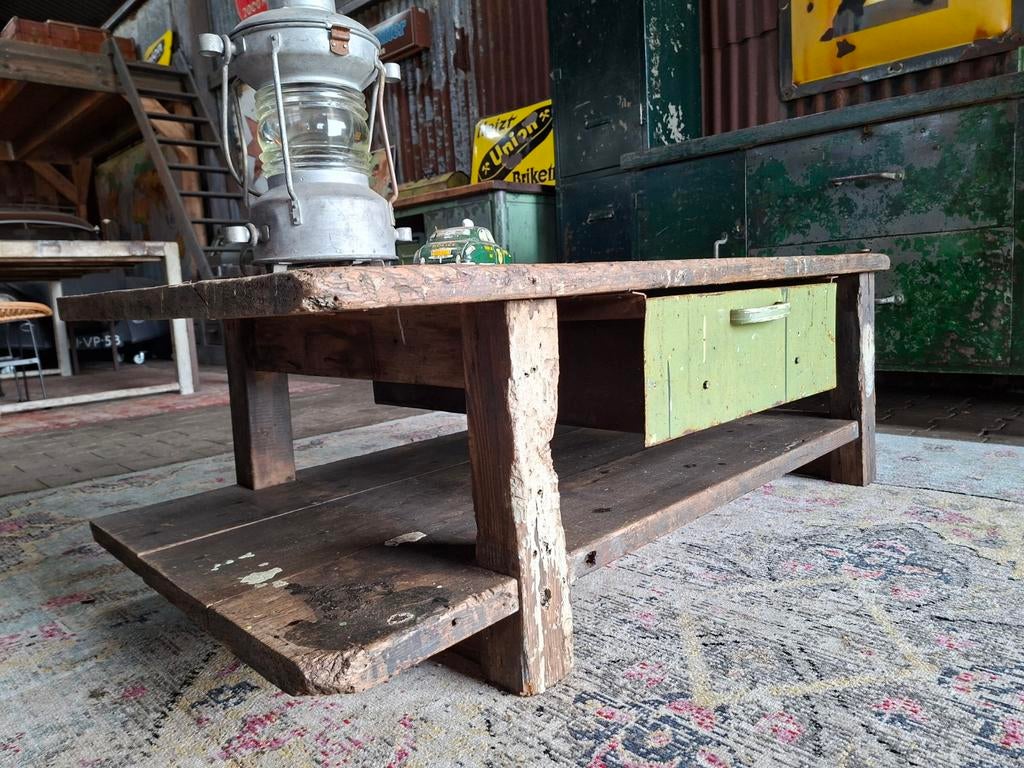Industriële Werkbank Salontafel, Gebruikt, Minder dan 50 cm, Industrieel, Rechthoekig