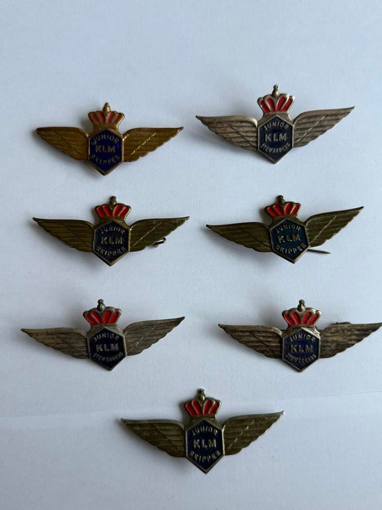 KLM Junior Stewardess & Skipper Speldjes, Verzamelen, Speldjes, Pins en Buttons, Ophalen of Verzenden, Gebruikt, Transport, Speldje of Pin