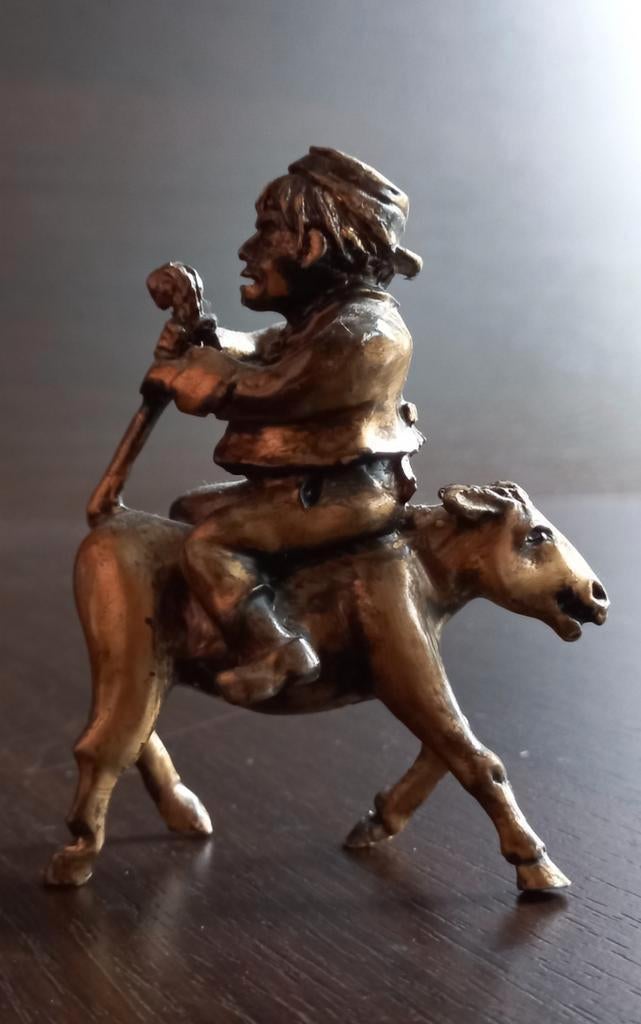 Zeldzame vintage sculptuur Dik Trom op ezel uit frankrijk, Verzamelen, Ophalen of Verzenden