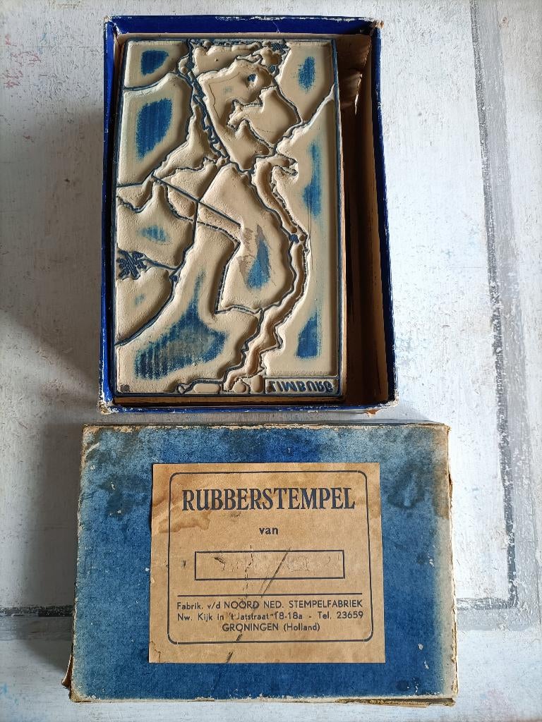 Vintage oude school stempel kaart / landkaart Limburg, Ophalen of Verzenden