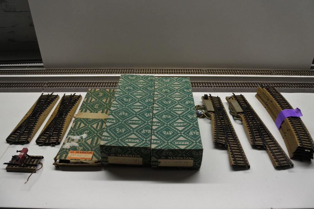 marklin 3900 partij rails, wissels, kruising en stootblok., Wisselstroom, Gebruikt, Rails, Ophalen of Verzenden