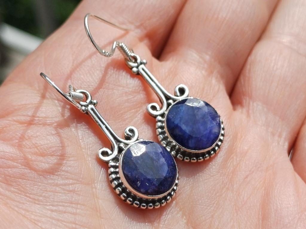 Vanoli 925 zilveren oorbellen met ruwe saffier, Sieraden, Tassen en Uiterlijk, Oorbellen, Daiva1973@hotmail.com, Hangers, Vanoli