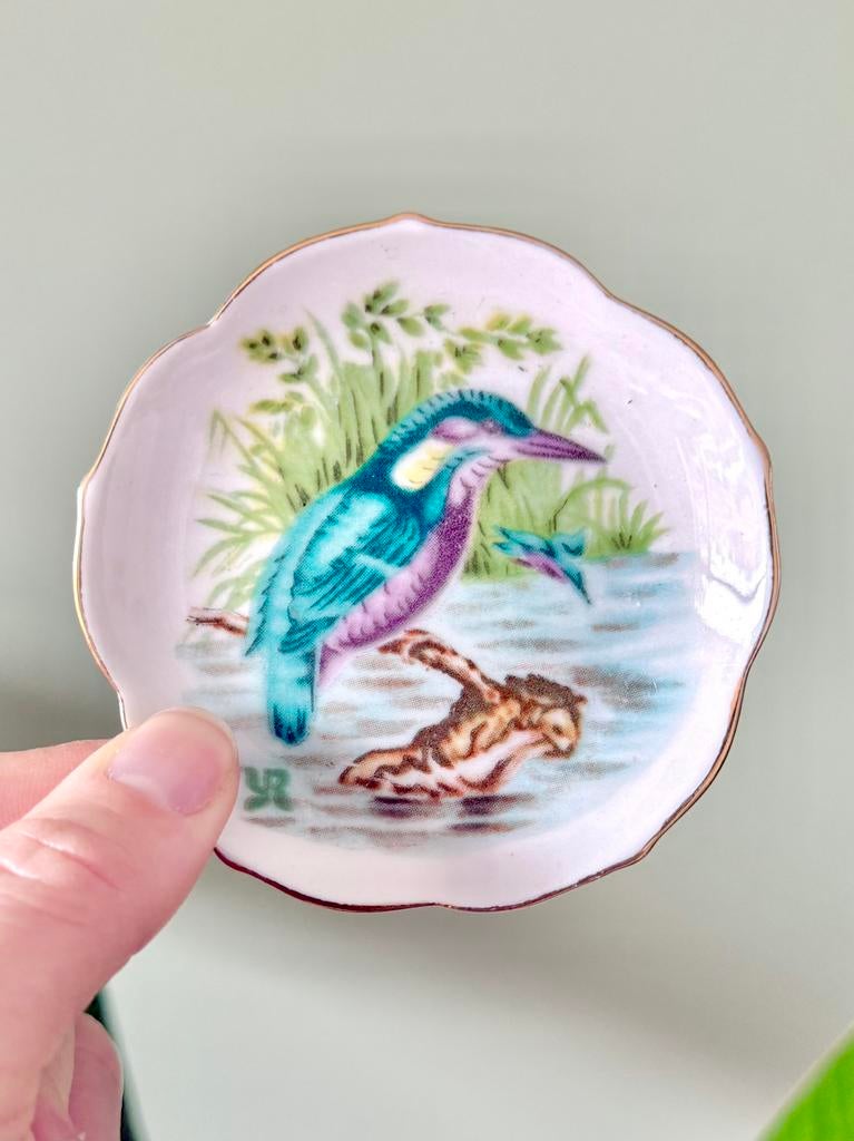 Vintage mini bordje wandbordje ijsvogel art wall, Ophalen of Verzenden, Gebruikt