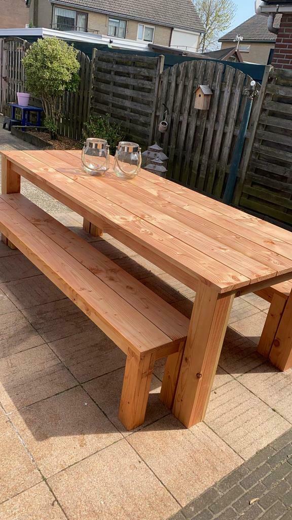 Nieuwe Tuintafel Douglas Hout | 240 cm | Blokpoot I Eettafel, Eettafel, Meer dan 8 zitplaatsen, Nieuw, Ophalen of Verzenden