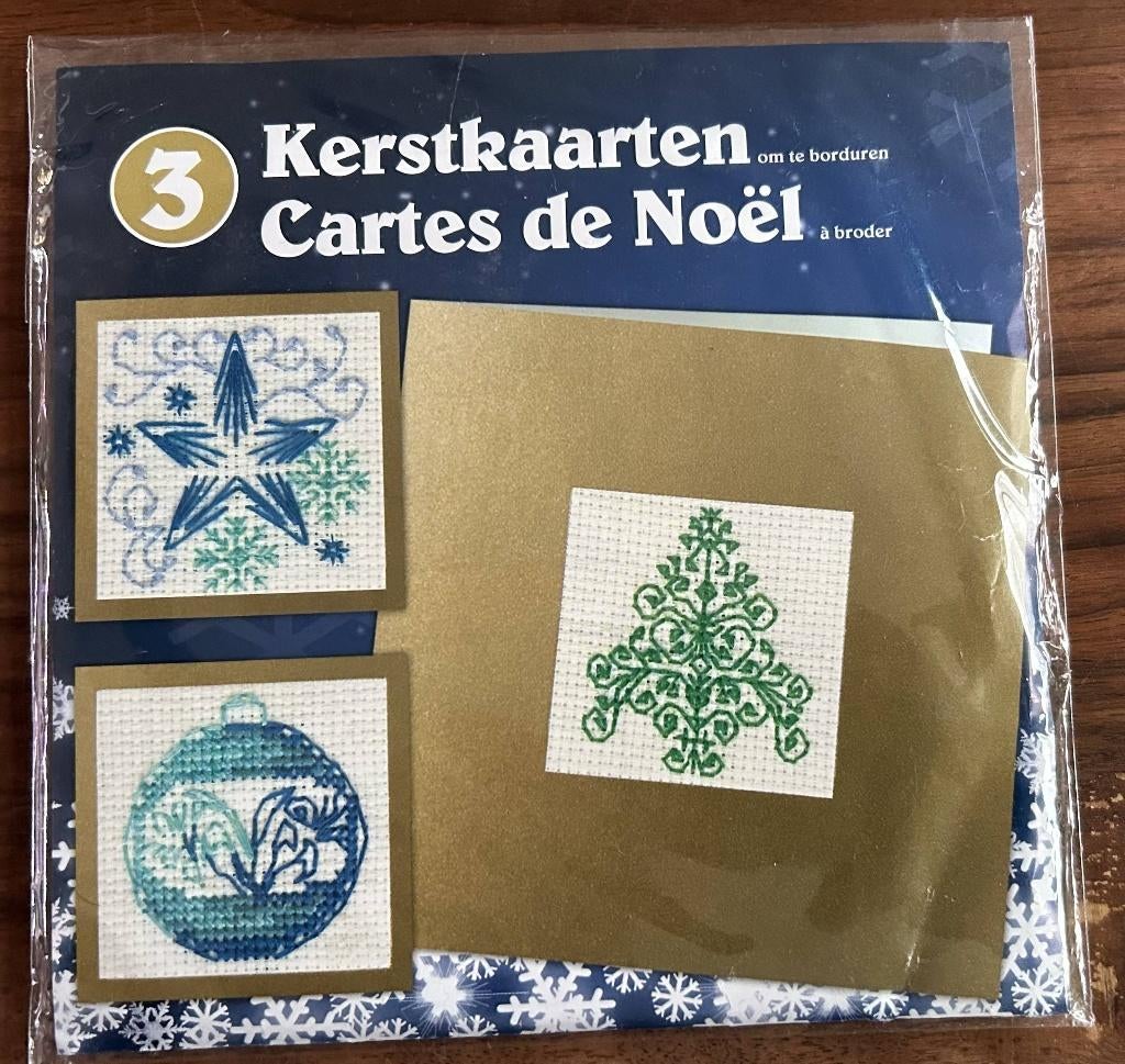 Borduren kerstkaarten, Hobby en Vrije tijd, Ophalen of Verzenden, Nieuw, Handborduren, Borduurpakket