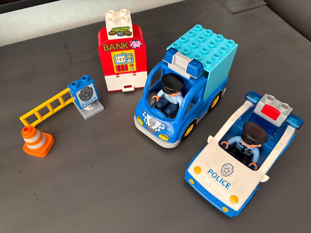 LEGO Duplo Politie Set met Auto's en Bank, Ophalen of Verzenden, Gebruikt, Overige merken